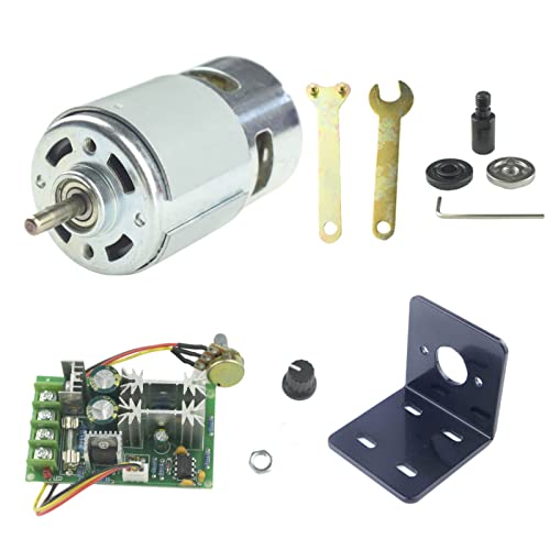CONQUERALL 775 Motor 12V 8000RPM / 24V 16000RPM High Power DC Motor with M10-5 Connecting Rod Set Bracket and 20A Speed Controller - size: 8000-16000RPM, style: Motor+connecting rod+bracke+PWM