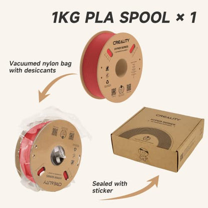 Official CREALITY Hyper PLA Filament 1.75mm, High Speed PLA 30-600mm/s Rapid 3D Printer Filament, Dimensional Accuracy +/-0.02mm, Stronger Toughness, Fit Most FDM 3D Printers，1KG(2.2lbs) Spool Red - color: Red