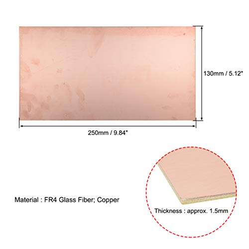 uxcell Double-Sided Copper Clad Laminate PCB Circuit Board, FR4 250x130mm 9.84x5.12 inch, 1.5mm Thickness DIY Prototyping PCB Board, Name Board - size: 250mmx130mmx1.5mm