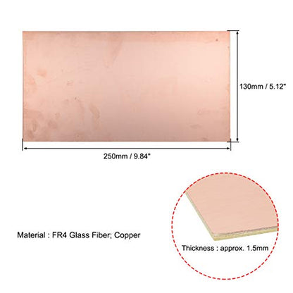 uxcell Double-Sided Copper Clad Laminate PCB Circuit Board, FR4 250x130mm 9.84x5.12 inch, 1.5mm Thickness DIY Prototyping PCB Board, Name Board - size: 250mmx130mmx1.5mm