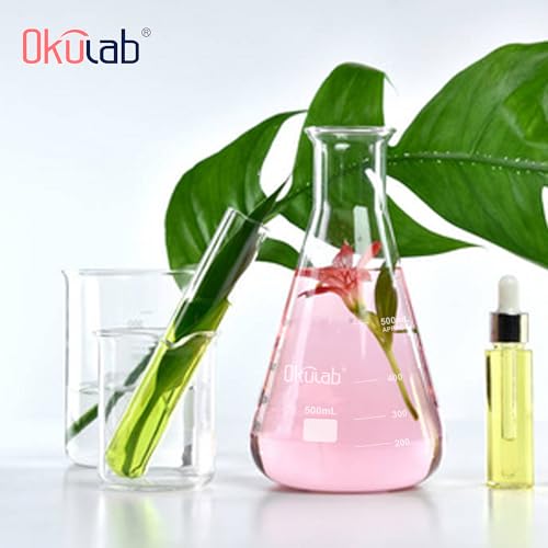 Conical Flask Set, Glass Erlenmeyer Flasks, 6pcs of Vol.100ml, Borosilicate 3.3 Glass Material with Printed Graduation.EFNG100A6 - style: Vol.100ml, pack of 6