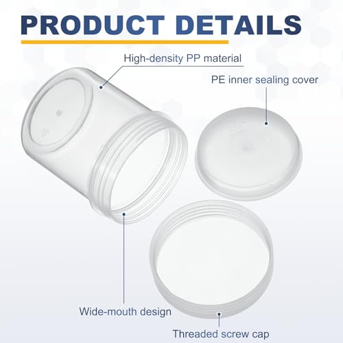 PATIKIL Wide Mouth Lab Reagent Bottles 250ml (8oz), Clear 4 Pcs - color: Clear, size: 250ml
