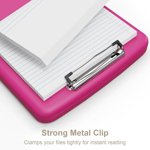 Piasoenc Clipboard with Storage, 8.5 x 11 Clip Board with Pen Holder, Red - color: Red