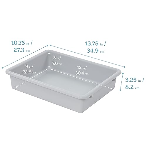 ECR4Kids Letter Size Plastic Tray Organizer with Lids, Small, Storage Bins, Light Grey, 10-Piece - color: Light Grey