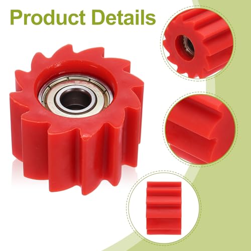 PATIKIL 8mm Serrated Shaped Roller Pulley Tensioner Chain Roller Pulley Red - color: Red