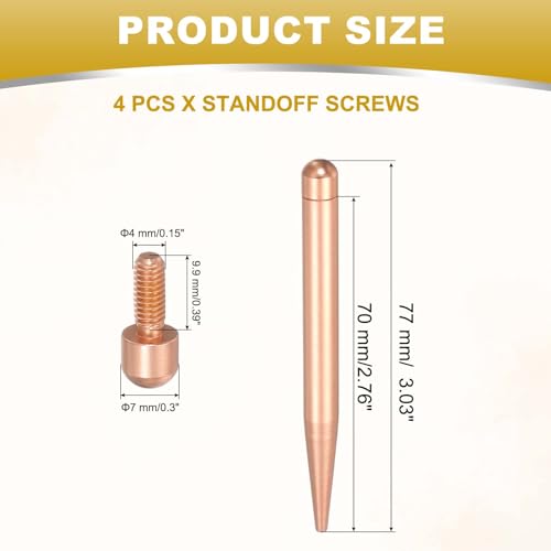 uxcell 4 Pcs 0.3" x 3"Standoff Screws Aluminum Alloy Wall Mount Sign Mounting Hardware Kit with 4pcs Screws for Hanging Acrylic Glass Signs, Rose Golden - color: Rose Golden, size: 0.3" x 3"