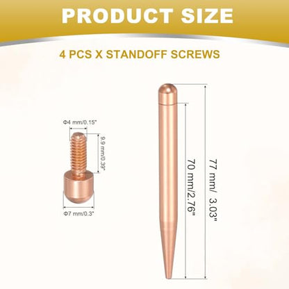 uxcell 4 Pcs 0.3" x 3"Standoff Screws Aluminum Alloy Wall Mount Sign Mounting Hardware Kit with 4pcs Screws for Hanging Acrylic Glass Signs, Rose Golden - color: Rose Golden, size: 0.3" x 3"