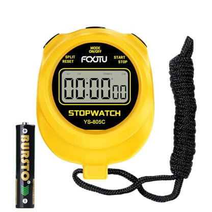 Simple Stopwatch Timer, Single Lap Stopwatch Countdown Timer, No Hourly Beep, On/Off, AAA Battery(Included), Large Display, Easy to Use, Ideal for Kids Coaches Yellow - color: Yellow