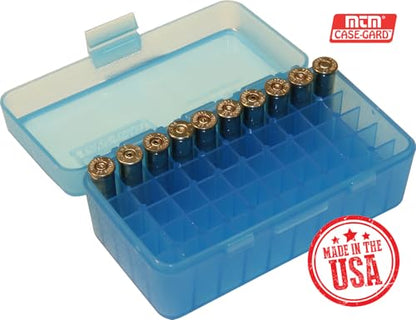 MTM 50 Round Flip-Top Ammo Box 38/357 Cal (Clear Blue) - color: Clear Blue