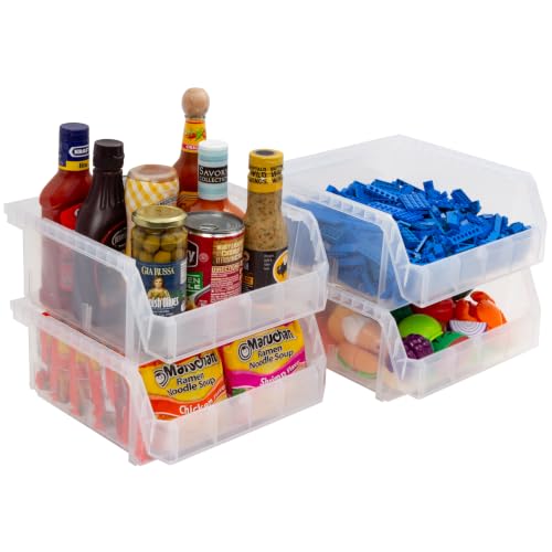 ReadySpace Medium-Wide Stackable Plastic Storage Bins, 4-Pack, Clear - color: Clear, size: Medium-Wide, 4-Pack