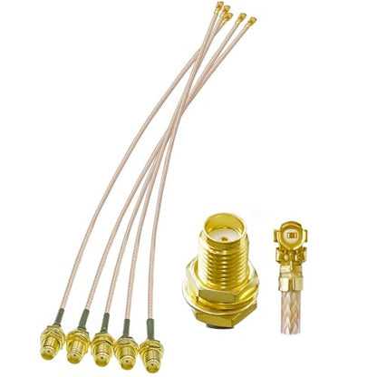 5pcs RG178 UFL SMA Coaxial Cable, U.FL to SMA Female Pigtail Jumper, SMA Female to U.FL IPX MHF1 Coax Cable 4inch (10cm) Low Loss Extension Cable for Wi-Fi Radios, Antenna, Mini PCI