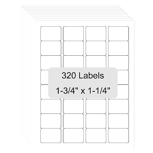 Mr-Label 1-3/4" x 1-1/4" Printable Matte White Waterproof Sticker Labels - Tear-Resistant - Laser/Inkjet Printing - Letter Sheet- Total 320 Labels MR685