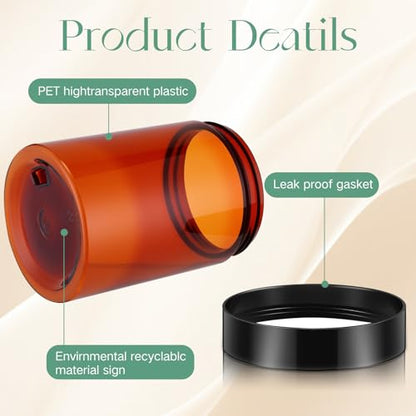 Patelai 4 Pcs Plastic Jars with Lids, Amber, 10 oz, Wide Mouth - color: Amber, size: 10 oz