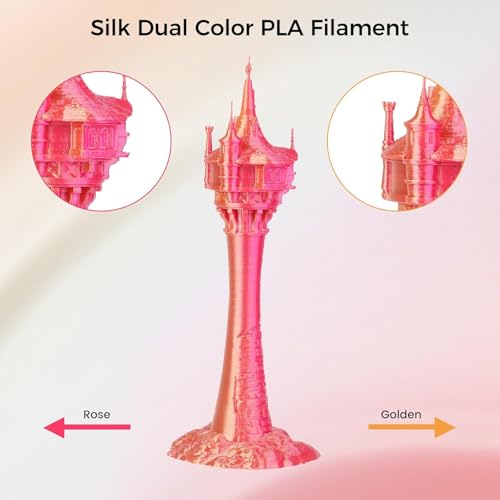 Comgrow Silk Shiny Blue Rose Red Orange and Golden 3D Printer Filament - color: Blue&rosered&orange&golden
