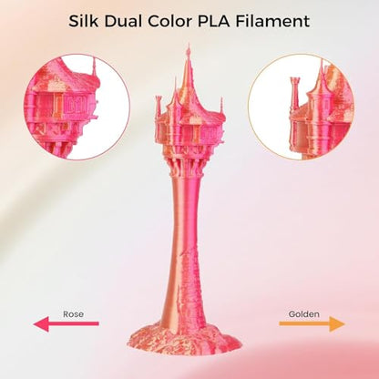 Comgrow Silk Shiny Blue Rose Red Orange and Golden 3D Printer Filament - color: Blue&rosered&orange&golden
