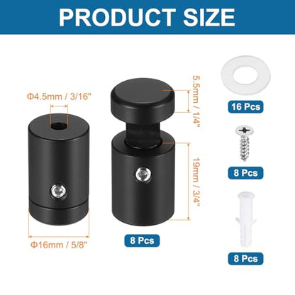 MECCANIXITY 8pcs Side Clamp Standoffs, 5/8" x 3/4" Black Aluminum - color: Black, size: 5/8" x 3/4"