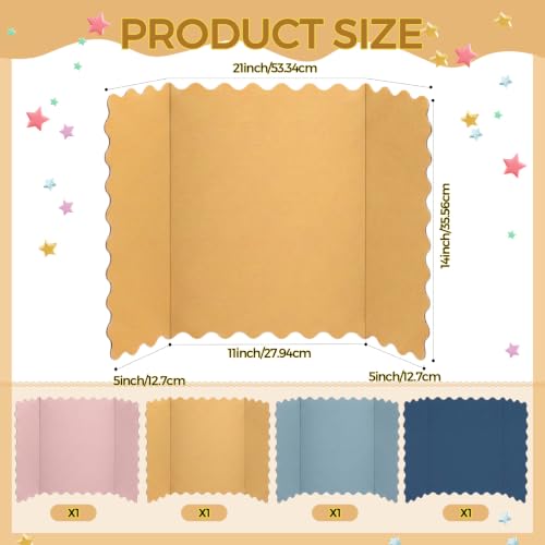 Mooliwe 4 Pack 21" x 14" Trifold Poster Board Scalloped, Morandi - color: Morandi, size: 21" X 14"