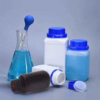 Othmro 5pcs Plastic Lab Chemical Reagent Bottles, 1000ml/33.81oz Wide Mouth Liquid/Solid Square Sample Storage Container Sealing Bottles with Anti-theft Cap Black - color: Black