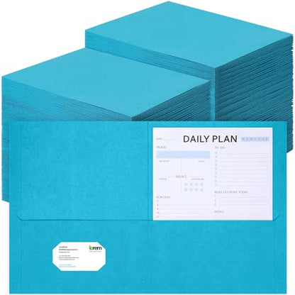 Harloon 75 Pack Lake Blue Two Pocket Paper Folders Bulk, Letter Size - color: Lake Blue