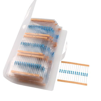 1/2W 41 Values 615pcs Individual Compartment 1 Ohm-1M Ohm with 1% Metal Film Resistor Assortment Kit and Electrical Industrial Assorted Set K Ohm Pack for Led Lights - style: 1/2W 41 Values 615pcs