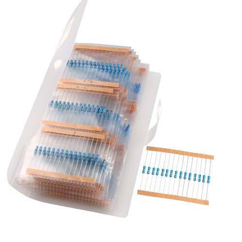 1/2W 41 Values 615pcs Individual Compartment 1 Ohm-1M Ohm with 1% Metal Film Resistor Assortment Kit and Electrical Industrial Assorted Set K Ohm Pack for Led Lights - style: 1/2W 41 Values 615pcs
