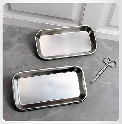 3 Pack Professional Medical Surgical Stainless Steel Dental Procedure Tray Thickening Lab Instrument Tools Trays -Flat Type (8.6" * 4.3" * 0.8", 3) - size: 8.6" * 4.3" * 0.8"