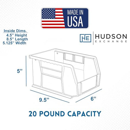 HE HUDSON EXCHANGE 9.5" x 6" x 5" Plastic Stackable Storage Bin, Black - color: Black, size: 1 Pack
