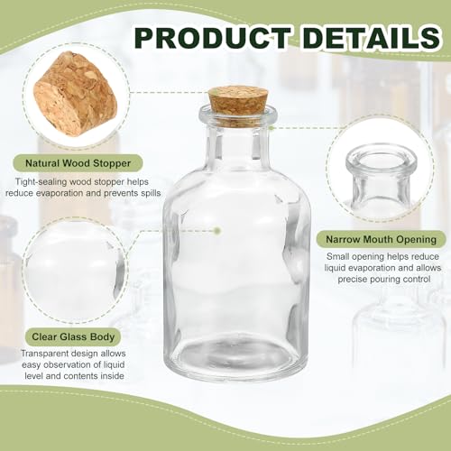 PATIKIL 125ml Glass Reagent Bottle with Wood Stopper, Narrow Mouth 4.2oz - size: 4.2 Ounces
