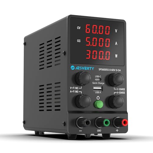 DC Power Supply Variable, 0-60V 0-5A Adjustable Switching DC Regulated Bench Power Supply with 20W USB & Type-C Quick-Charge, Encoder Knob, Reverse Polarity Protection - SPS-6005S - color: SPS-S(Encoder Knob), size: 60V 5A