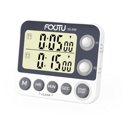 Digital Dual Kitchen Timer, 2Groups Count Up/Down Timer for Cooking - size: Dual Timer