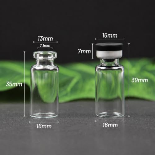 100 Pack 3ml Clear Glass Vials with Black Caps – 1 Dram Lab Headspace Vials, 13mm Neck Diameter, Includes Flip Top Caps and Self-Sealing Rubber Stoppers for Laboratory, Sample Storage - color: Clear Vial Black Cap, size: 3ml