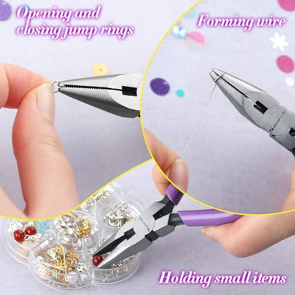 SPEEDWOX Mini Long Nose Pliers With Serrated Jaw and Chain Nose Pliers for Jewelry Making and Hobby Craft DIY - style: Long Nose Pliers