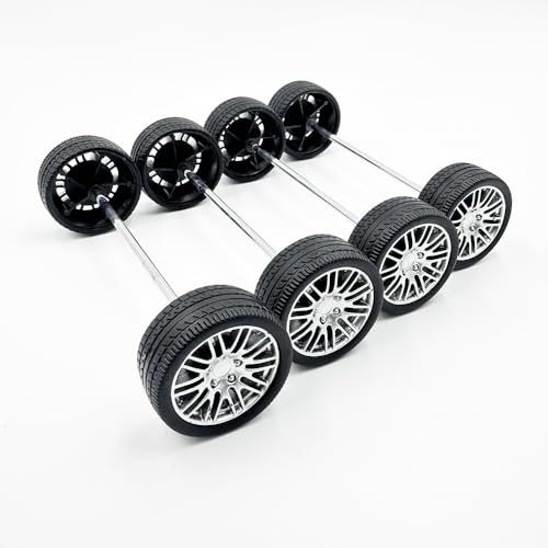 10PCS Toy Car Wheels Rubber Tire Wheels with Metal Shaft for RC Car Truck DIY Model Toy Wheel Replacement Accessories (3x35mm) - style: 3x35mm