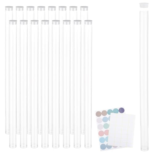 PH PandaHall 20 Pack Clear Plastic Tube 12.9 Inch Long Round Tubes Empty Tube Container with Lid Transparent Storage Tubes Rigid Tube for Incense Sticks Seed Beads Bath Salt Candy Party Favors
