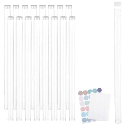 PH PandaHall 20 Pack Clear Plastic Tube 12.9 Inch Long Round Tubes Empty Tube Container with Lid Transparent Storage Tubes Rigid Tube for Incense Sticks Seed Beads Bath Salt Candy Party Favors