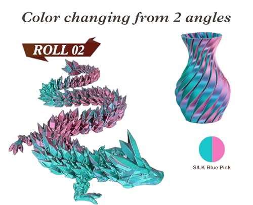 LOVOON Silk PLA 3D Printer Filament Bundle 2 KG, PLA Filament 1.75mm, Shiny Silk Blue/Yellow/Red and Blue/Pink Change by Angle, 3D Printing Filament for Most FDM Printers and 3D Pen, 1KG X 2 Spools - color: Blue/Yellow/Red+blue/Pink, size: 2 kg