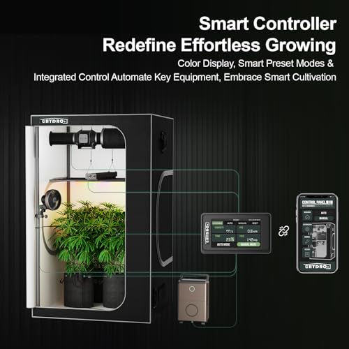 3x3 Grow Tent Kit Complete System with WiFi App Control, 1680D Oxford Canvas, Black, Indoor Plant Growing Enclosure
