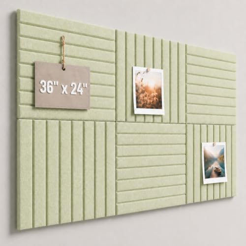 Stripe Felt Bulletin Board Tiles, Cork Board Alternative 24 x 36in - color: Sage Green, size: 24" x 36"