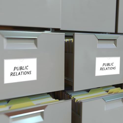 Chinco 50 Pack 4" x 6" Clear Adhesive Pockets, Index Card Pockets With Top Open Loading, Plastic Labels Holders for Organizing Storage Bins, Library Card, Drawer, and Protecting Your Cards - size: 4.3 x 6.3 Inches