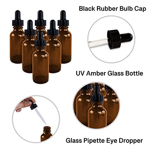Super Z Outlet 1oz Glass Bottles with Glass Eye Dropper Dispenser for Essential Oils, Kitchen Tools, Chemistry Lab Chemicals, Colognes & Perfumes (6 Pack) (Cobalt Blue) (Brown) - color: Brown