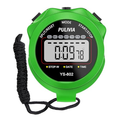 Stopwatch Timer, Digital Stop-Watch for Sports, Green - color: Green
