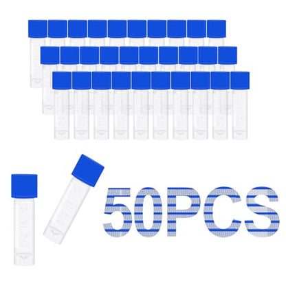 2ml Small Plastic Cryogenic Vials, Leakproof Self-Stand Cryotubes 50pcs Box - size: 50 pcs with 50 well box