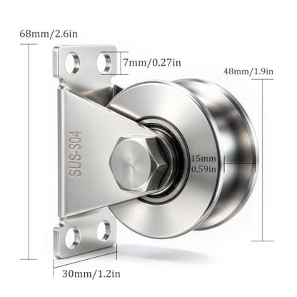 Cable Pulley Wheel Stainless Steel, Duplex Bearings, Rope Pulley for Pulley System, Gym Equipment, Sliding Gate, 2 Pack - size: 48mm_2 PCS