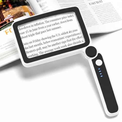 4X Magnifying Glass with Light, Rechargeable LED Page Magnifier for Seniors - color: Black