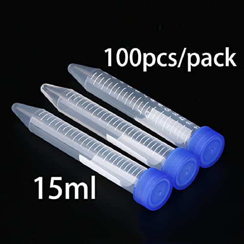 Conical Centrifuge Tubes 15ml 100 Pcs Sterile Plastic Tubes with Screw Caps - size: 15ml-100pcs
