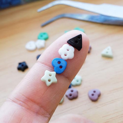 1200pcs Tiny Resin Buttons 7/32" （6mm 2 Hole Mini Resin Round Button for MiniClothing Sewing Accessories DIY Hand Sewing （4 Styles Mixed）