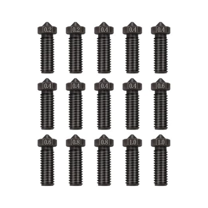 15PCS Hardened Nozzles Kit for Anycubic Vyper, 3D Printer 7PCS 0.4mm Nozzles and 2PCS 0.2mm, 0.6mm, 0.8mm Wear Resistance Nozzles Kit for Anycubic Vyper, Kobra Plus, Kobra Max - style: Vyper Harden Steel Multi Size