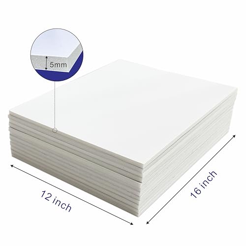 12x16‘’ White Foam Board, ZJCEASER 12 Pack Poster Board, 3/16" Thick - size: 12x16''
