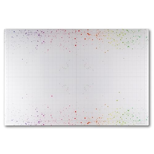 GLASSBOARD STUDIO Glass Craft Mat - Magnetic, Heat & Scratch Resistant- For Crafting, Cutting, Painting, Mixed Media Artwork - Grid Lines, Non-Slip Rubber Feet (Color Burst 24"L x 36"W) - color: Color Burst, size: 24"L x 36"W