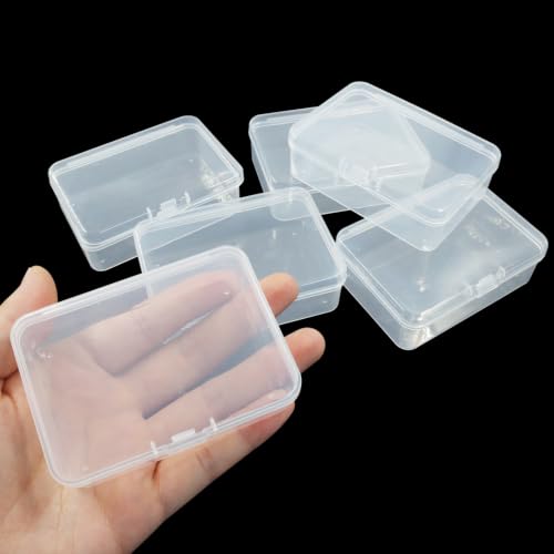 BokWin 6 Pack Mini Plastic Clear Beads Storage Containers Box - size: 3.27"x2.13"x1.02"